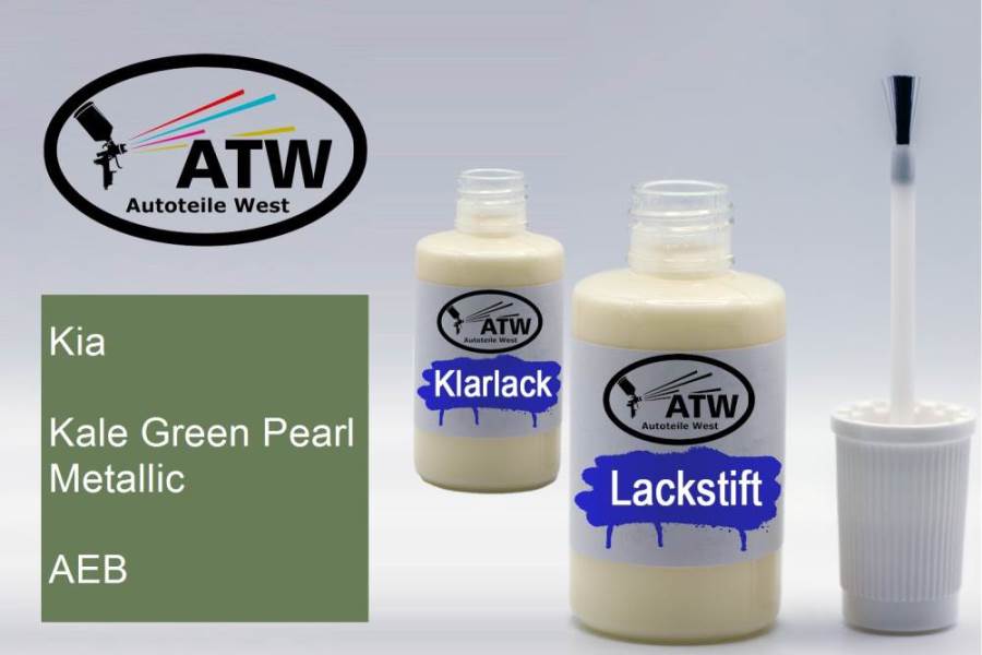 Kia, Kale Green Pearl Metallic, AEB: 20ml Lackstift + 20ml Klarlack - Set, von ATW Autoteile West.